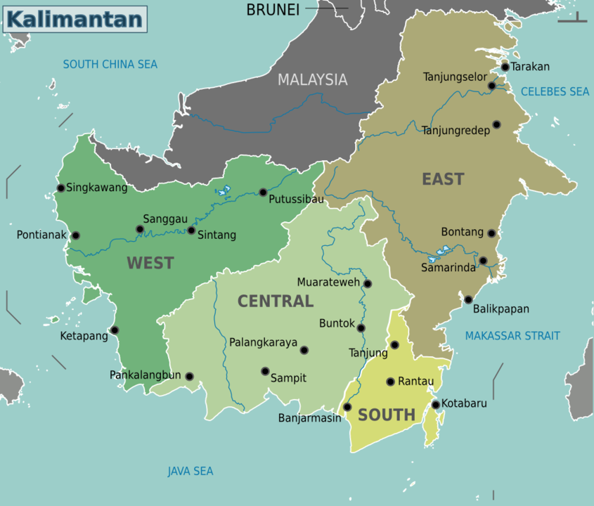 Carte de l'île de Bornéo