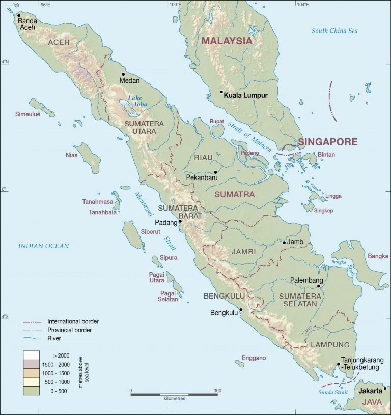 Carte de l'île indonésienne de Sumatra